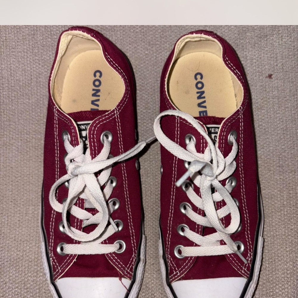 Converse Maroon Canvas Sneakers with White Laces